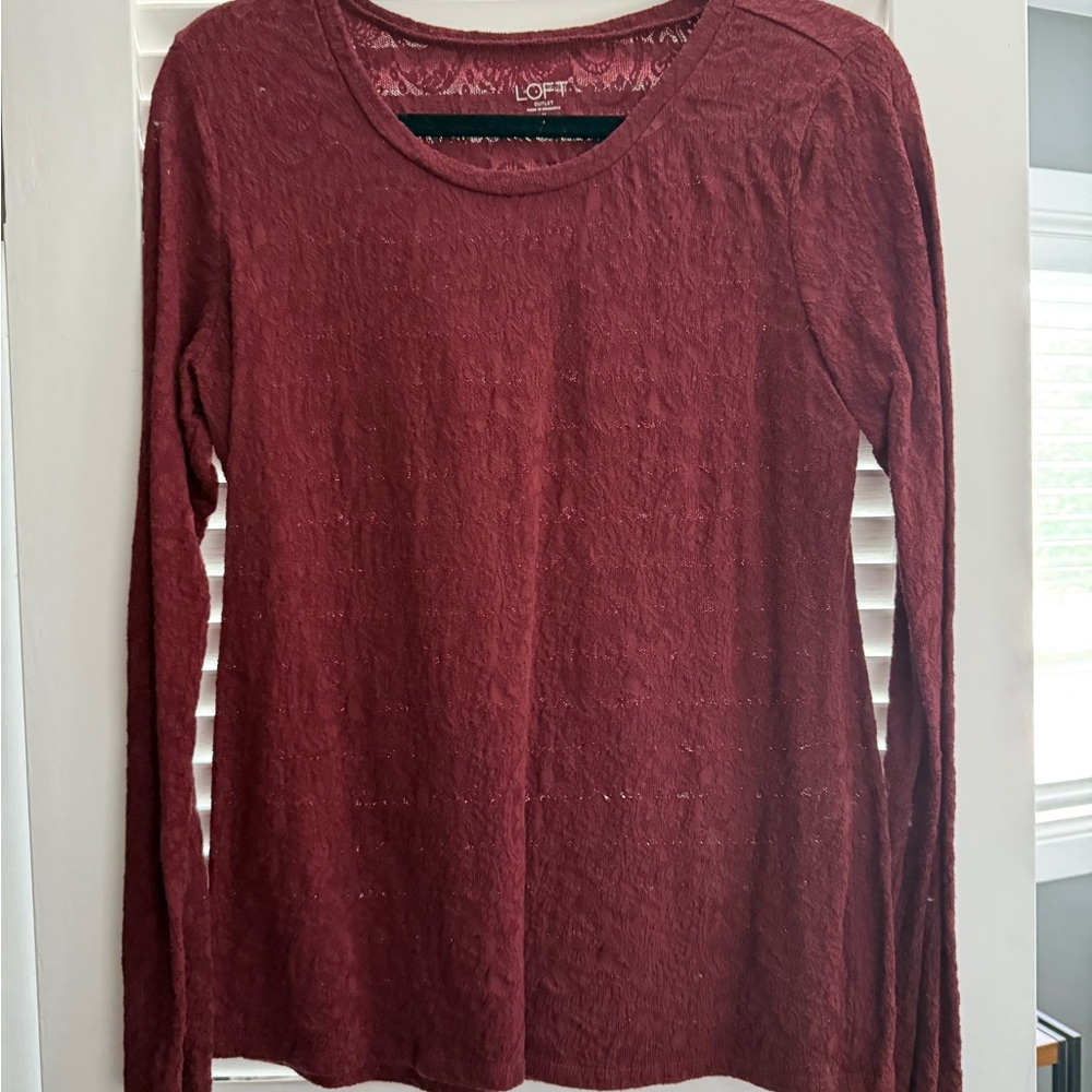 LOFT Red Fitted T-Shirt Blouse